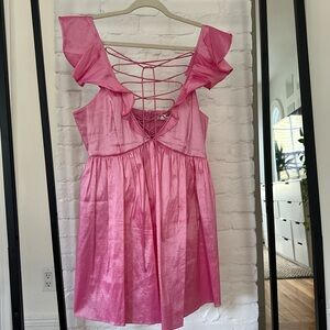 FOR LOVE AND LEMONS Pink Ruffled Mini Dress